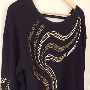 ZARA Low-Backed Black Gold Studded Sweatshirt